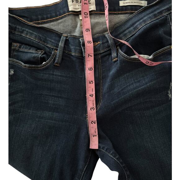 Frame le Skinny de Jeanne Crop Dark Wash Distressed 28 Classic Staple Basic - Picture 8 of 10